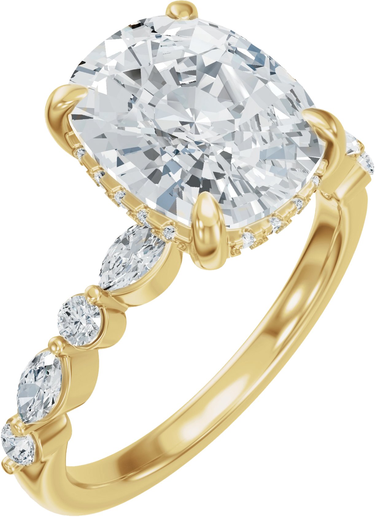 Claw-Prong Hidden Halo-Style Engagement Ring or Band