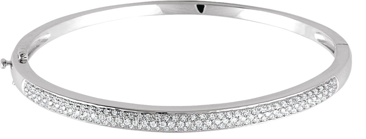 14K White 1 CTW Natural Diamond Pave- Bracelet