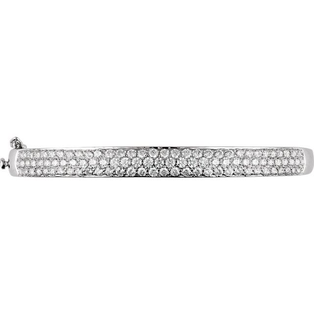 14K White 3 CTW Natural Diamond Pavé Bangle 7 Bracelet