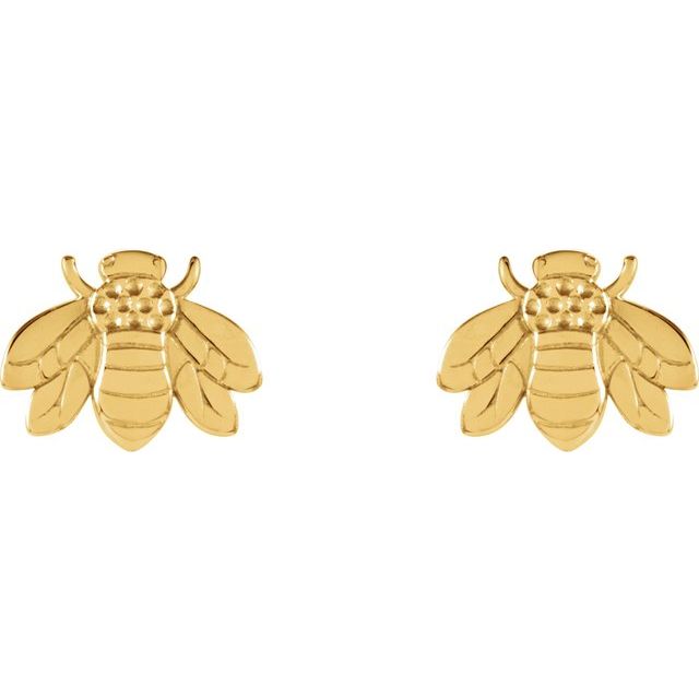 14K Yellow 7x5.5 mm Bumblebee Earrings