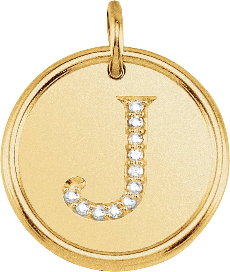 14K Yellow .06 CTW Natural Diamond Initial J Pendant Ref 3229279