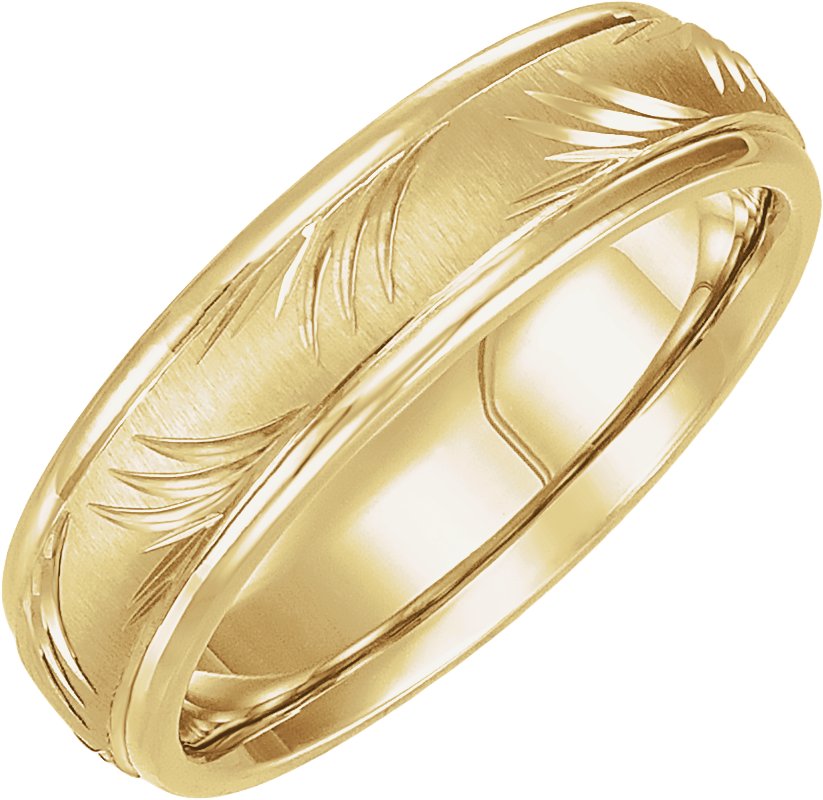 Stepped-Edge Floral-Inspired Half Round Band with Satin Finish