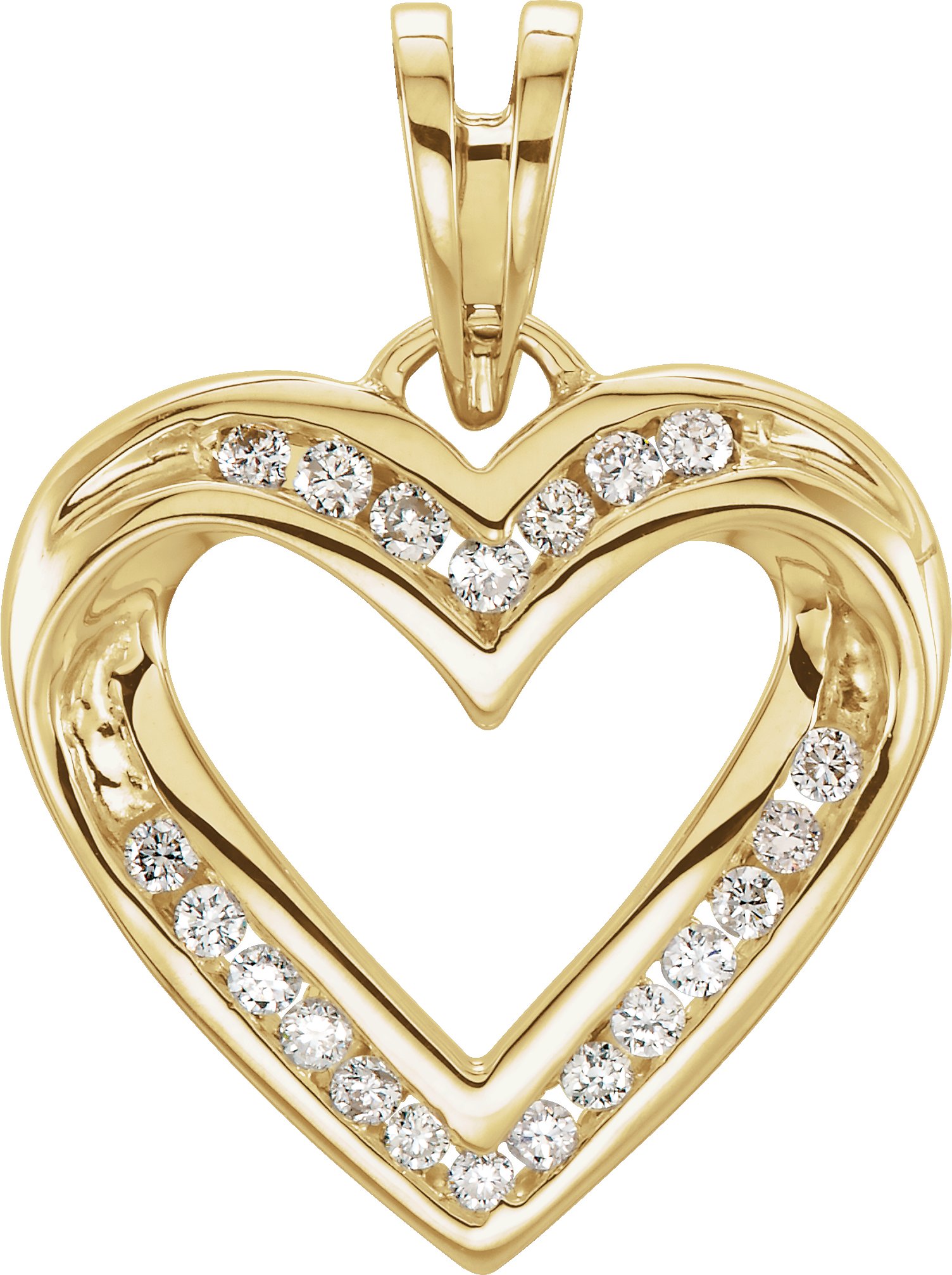 14K Yellow 1/4 CTW Natural Diamond Heart Pendant 