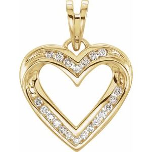 14K Yellow 1/4 CTW Natural Diamond Heart Pendant 