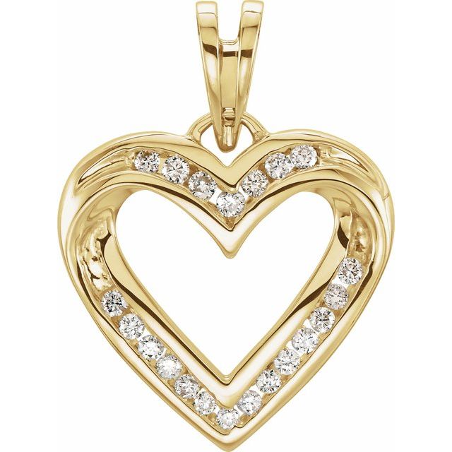 14K Yellow 1/4 CTW Natural Diamond Heart Pendant 