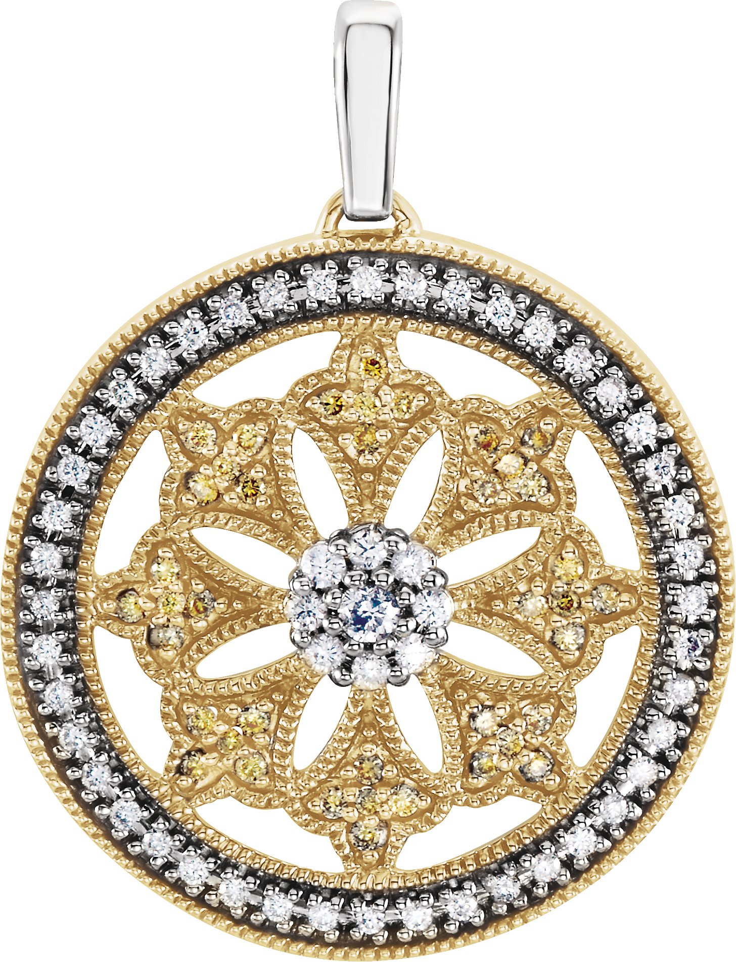 14K Yellow 1/2 CTW Natural Diamond Ferris Wheel Pendant 