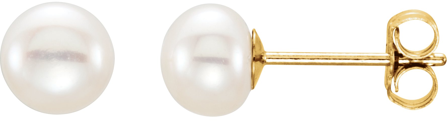 14K Yellow 5 6 mm White Freshwater Cultured Pearl Earrings Ref. 9995122