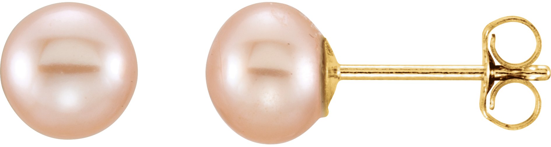 14K Yellow 5 6 mm Pink Freshwater Cultured Pearl Earrings Ref. 9996017
