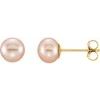 14K Yellow 5 6 mm Pink Freshwater Cultured Pearl Earrings Ref. 9996017