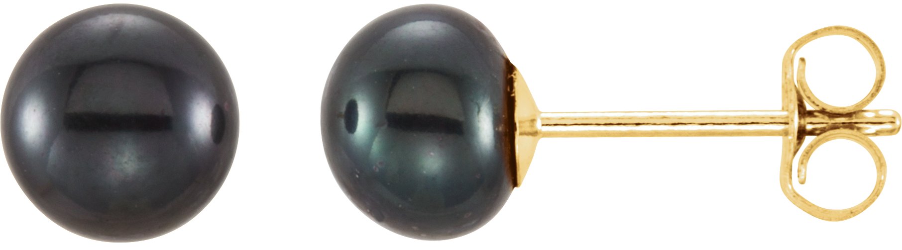 14K Yellow 5 6 mm Black Freshwater Cultured Pearl Earrings Ref. 9995153