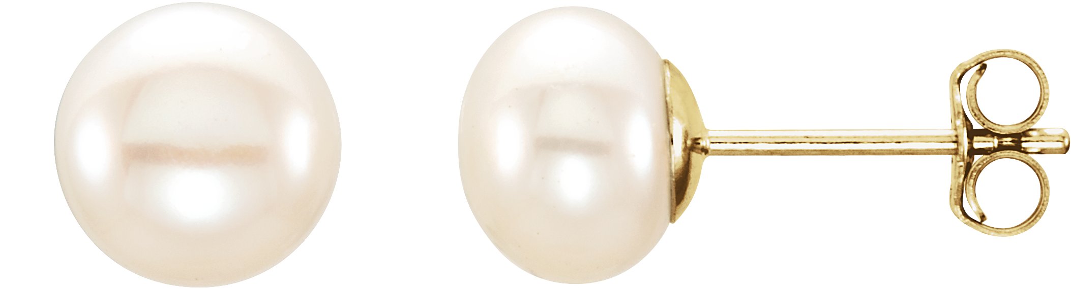 14K Yellow 6 7 mm White Freshwater Cultured Pearl Earrings Ref. 9996052