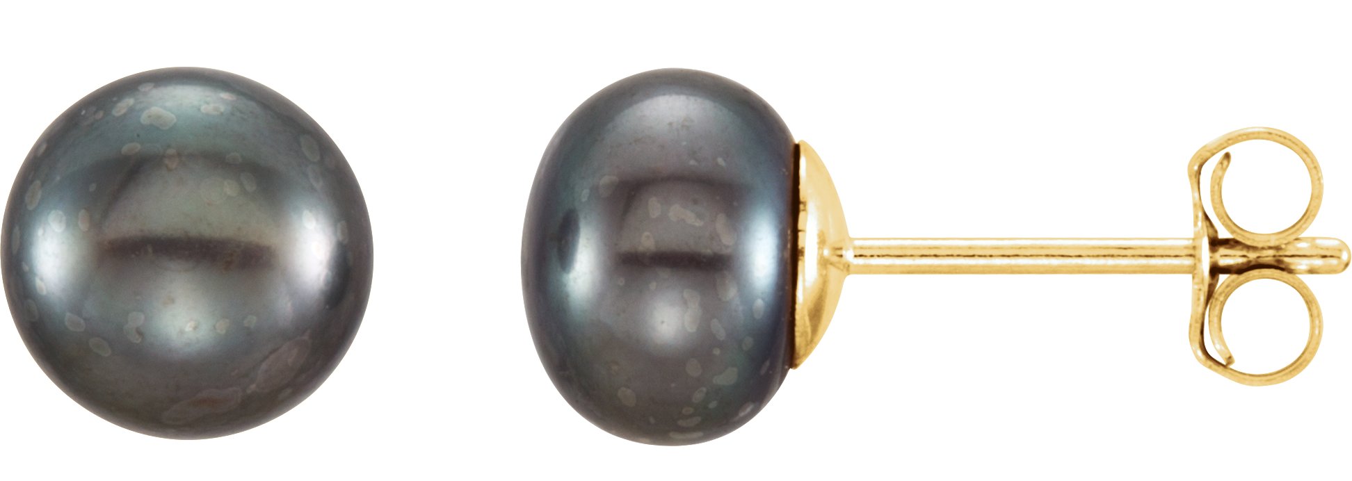 14K Yellow 6 7 mm Black Freshwater Cultured Pearl Earrings Ref. 9995047