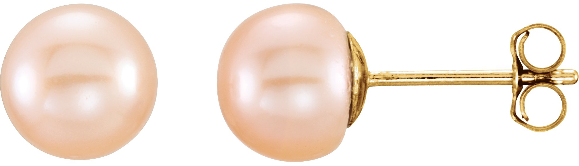 14K Yellow 6-7 mm Cultured Pink Freshwater Pearl Earrings