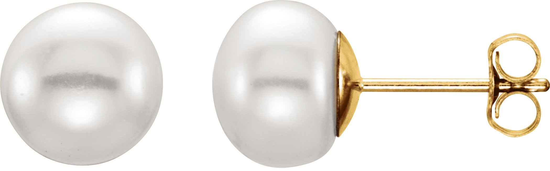 14K Yellow 7 8 mm White Freshwater Cultured Pearl Earrings Ref. 9985418