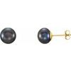 14K Yellow 7 8 mm Black Freshwater Cultured Pearl l Earrings Ref. 9985447