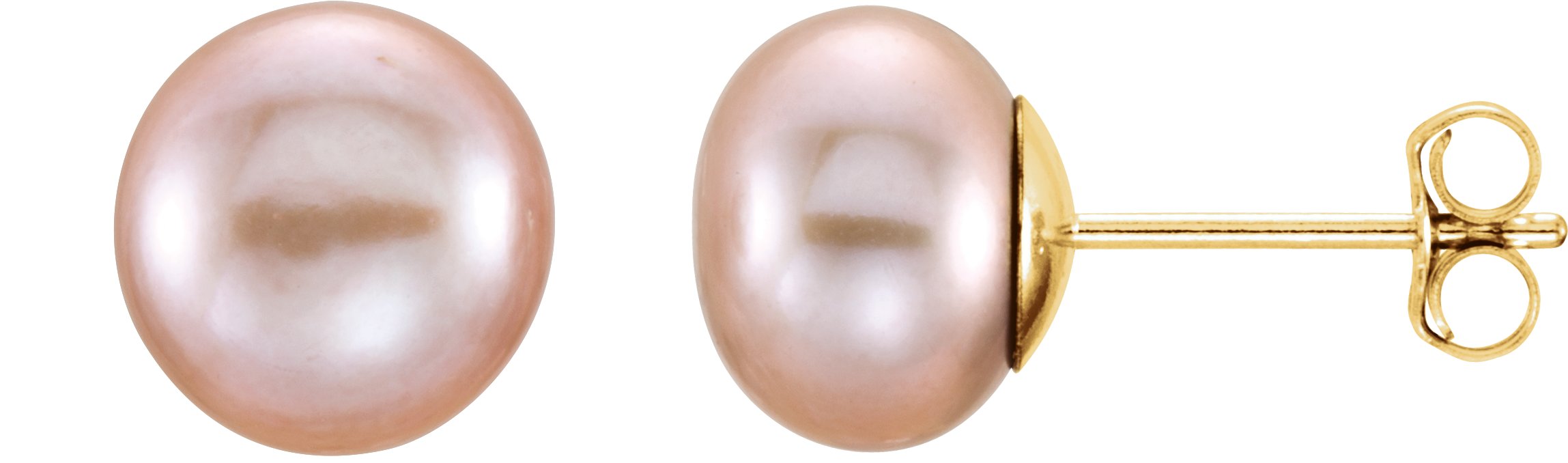 14K Yellow 7 8 mm Pink Freshwater Cultured Pearl Earrings Ref. 9985297