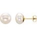 14K Yellow 8-9 mm Cultured White Freshwater Pearl Earrings