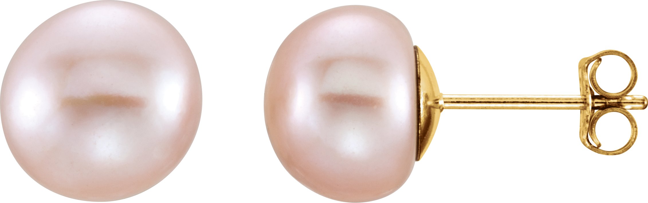 14K Yellow 8 9 mm Pink Freshwater Pearl Earrings Ref. 9987703