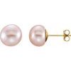 14K Yellow 8 9 mm Pink Freshwater Pearl Earrings Ref. 9987703