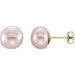 14K Yellow 8-9 mm Cultured Pink Freshwater Pearl Earrings