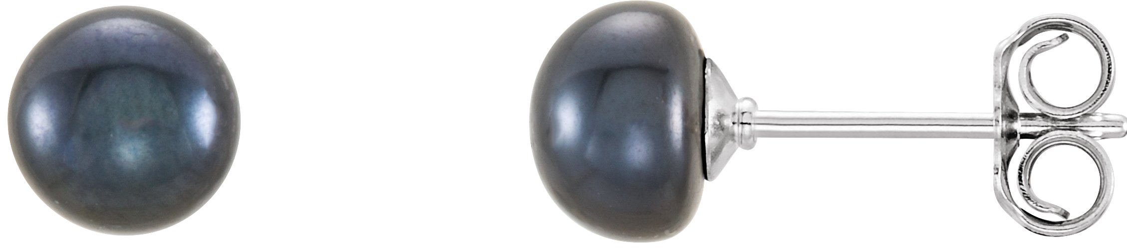 Sterling Silver 5-6 mm Cultured Black Freshwater Pearl Earrings