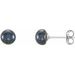 Sterling Silver 5-6 mm Cultured Black Freshwater Pearl Earrings