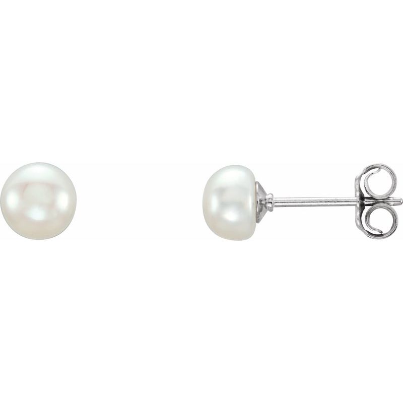 Button Pearl Stud Earrings