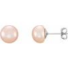 Sterling Silver 8 9 mm Pink Freshwater Cultured Pearl Earrings Ref. 9989539