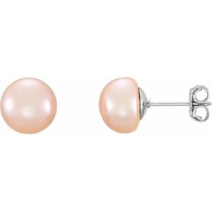 Sterling Silver 8-9 mm Cultured Pink Freshwater Pearl Earrings