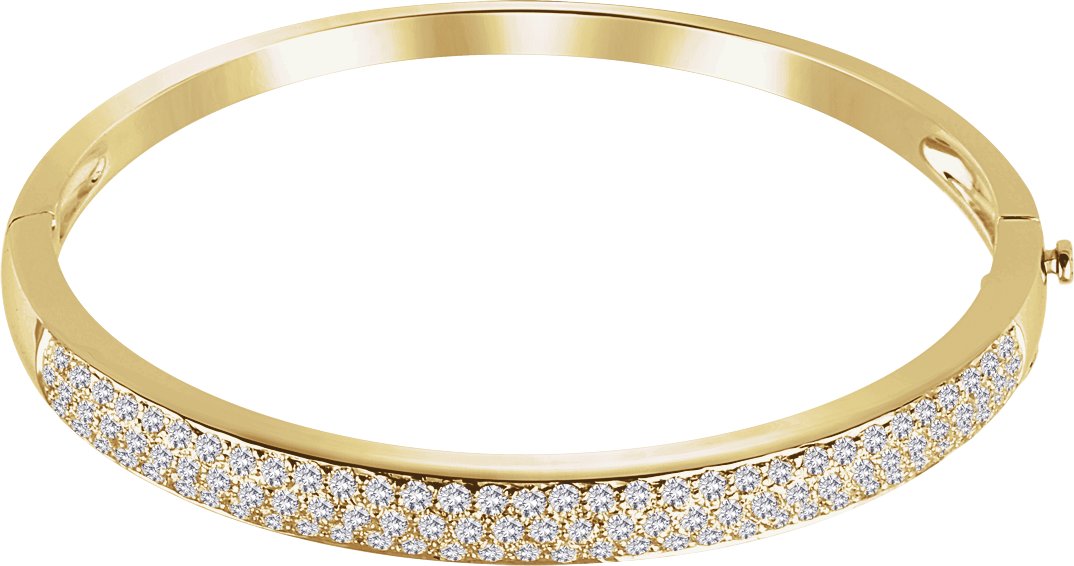 14K Yellow 3 CTW Natural Diamond Pavé Bangle 7 Bracelet