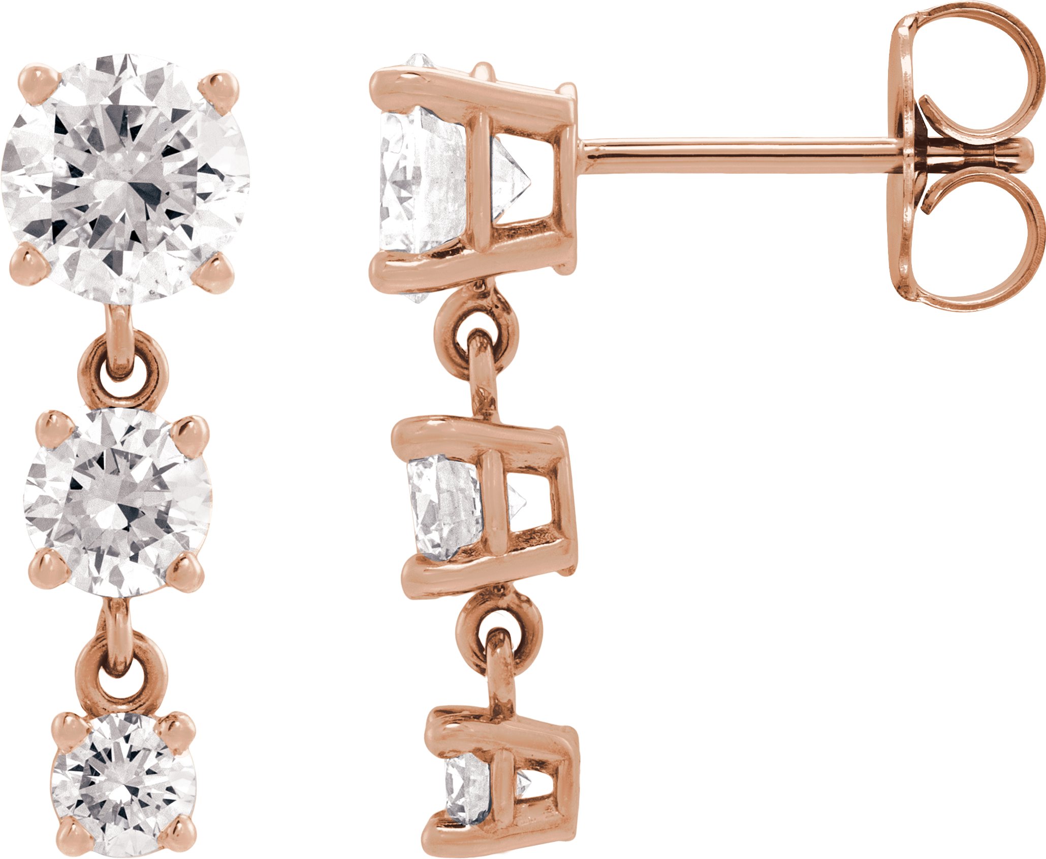 Three-Stone Graduated Dangle Earrings