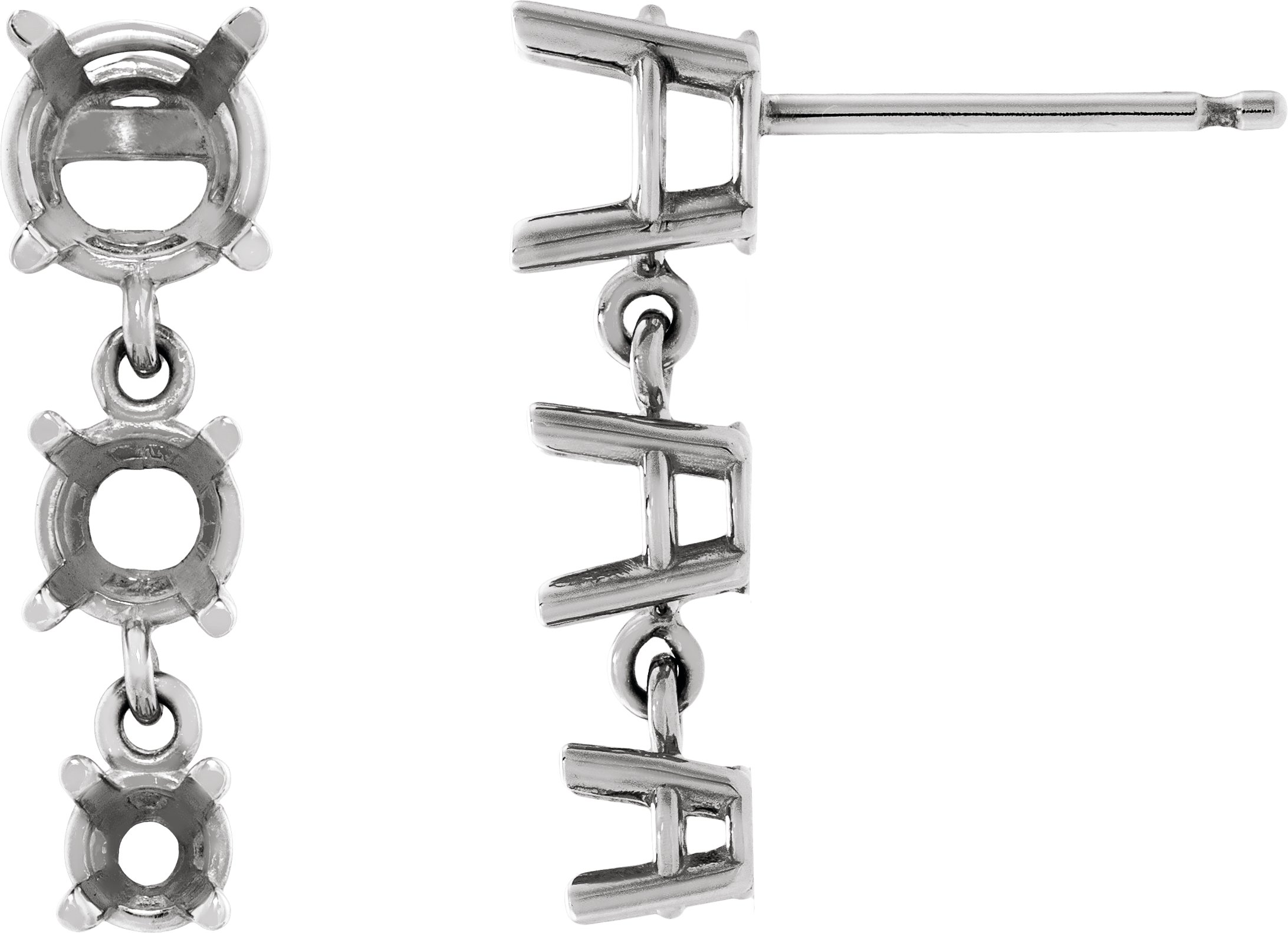 Three-Stone Graduated Dangle Earrings