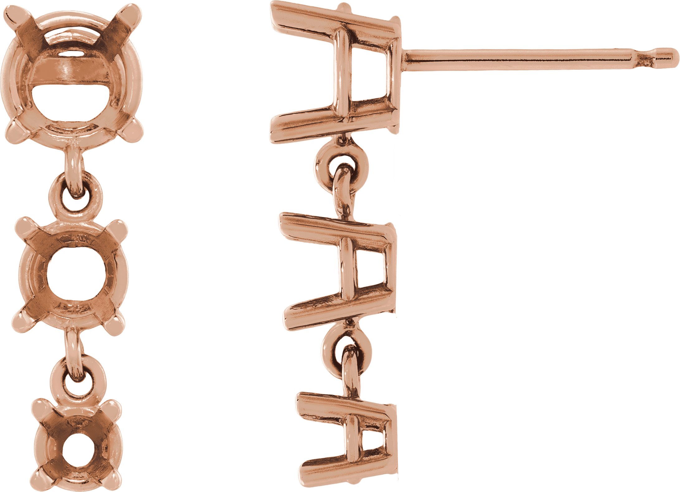 Three-Stone Graduated Dangle Earrings