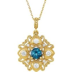 London Blue Topaz & Diamond Necklace or Mounting