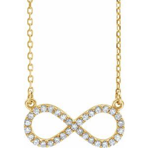 14K Yellow 1/8 CTW Natural Diamond Infinity 16 1/2" Necklace