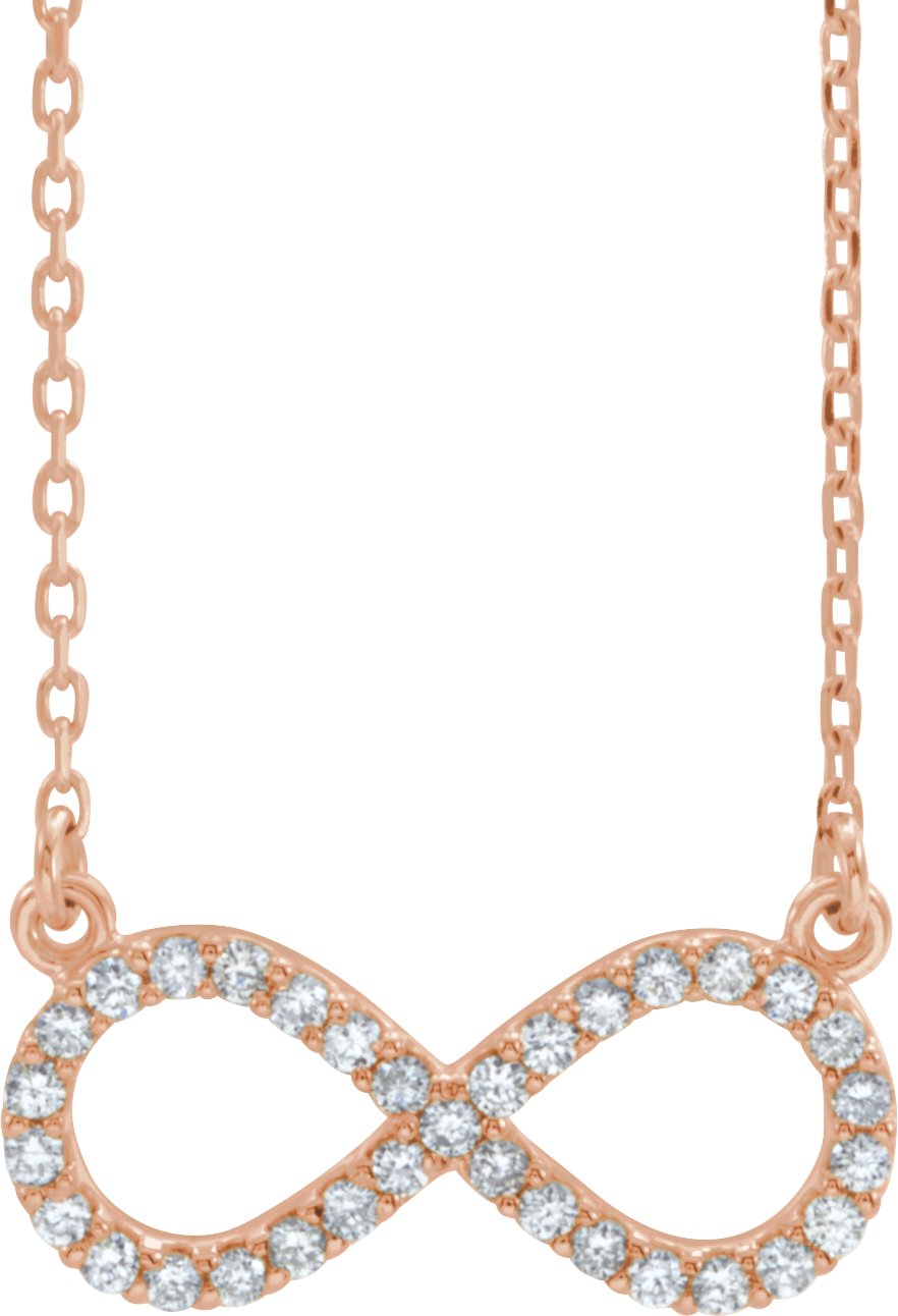 14K Rose 1/6 CTW Natural Diamond Infinity 17" Necklace