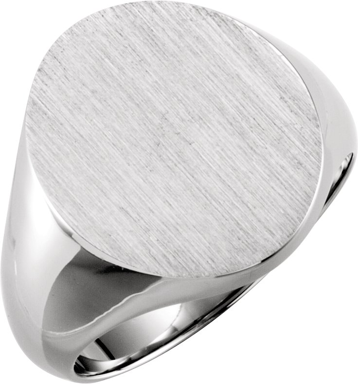 10K White 18x16 mm Oval Signet Ring