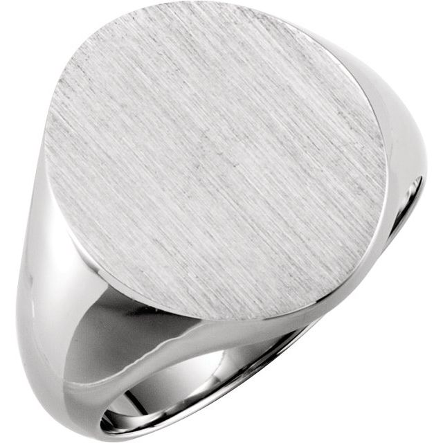 10K White 18x16 mm Oval Signet Ring