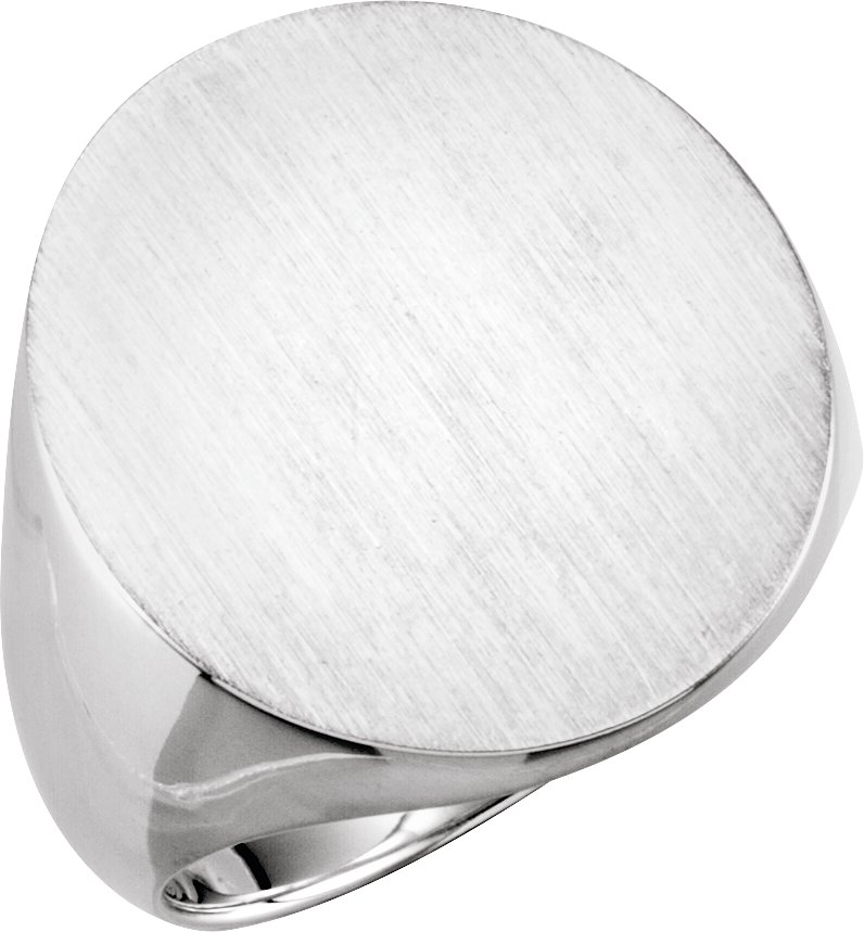 14K White 22x20 mm Oval Signet Ring