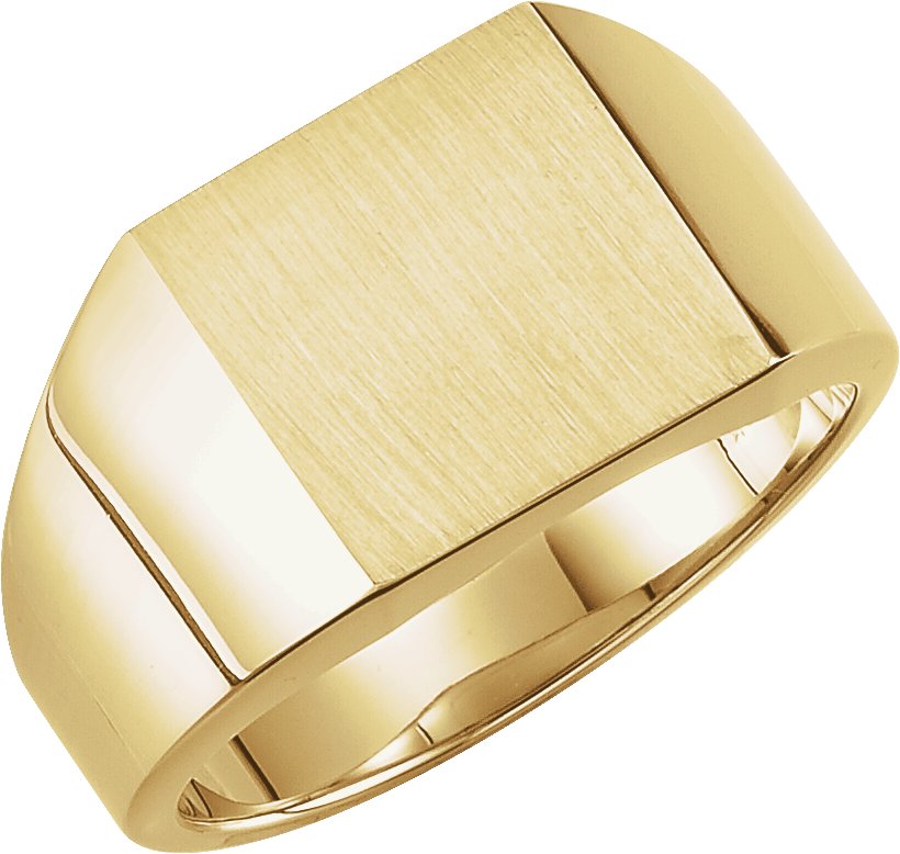 14K Yellow 12 mm Square Signet Ring