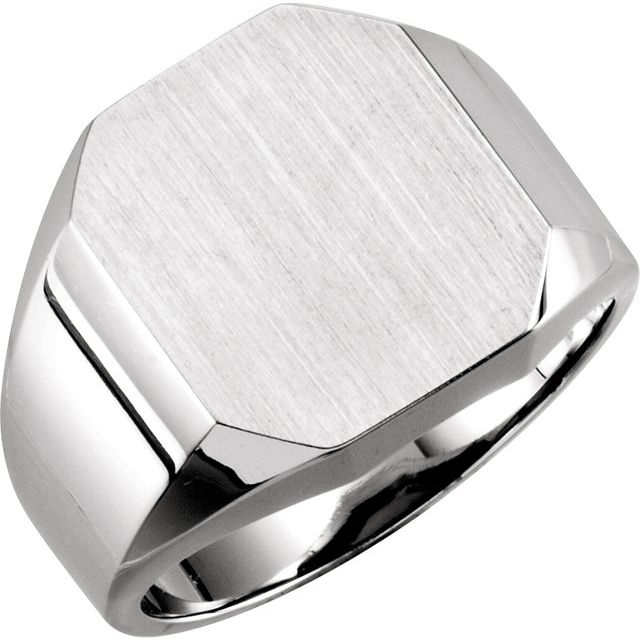 Platinum 16x14 mm Octagon Signet Ring