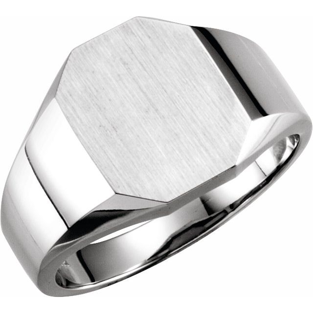 Platinum 11x9 mm Octagon Signet Ring 