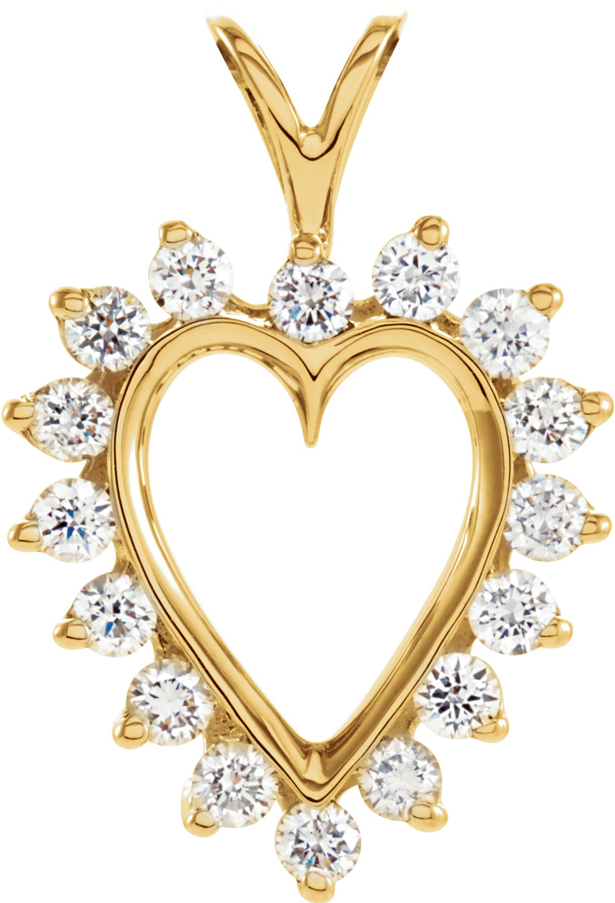 14K Yellow 1/2 CTW Natural Diamond Heart Pendant