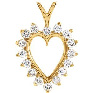 14K Yellow 1/2 CTW Natural Diamond Heart Pendant