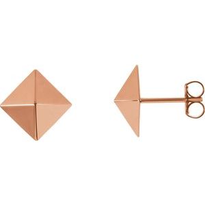 14K Rose Pyramid Stud Earrings