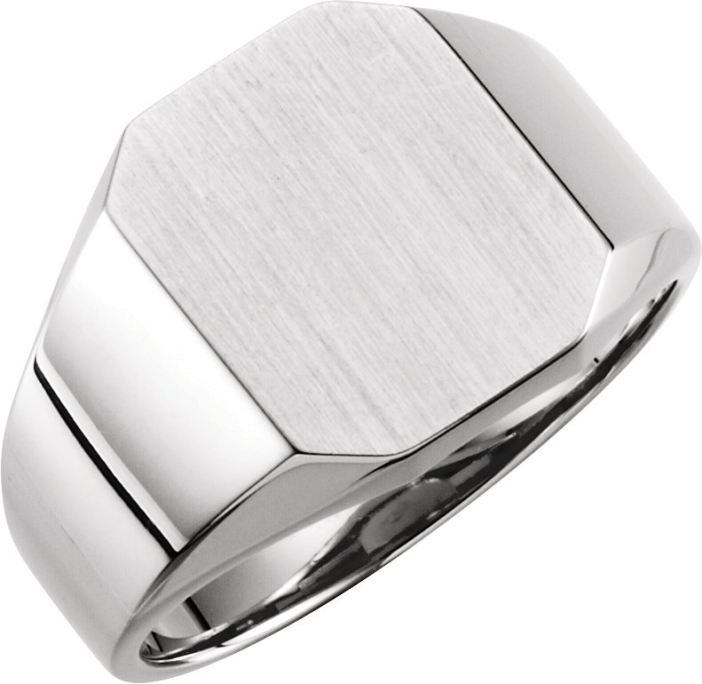 Platinum 14x12 mm Octagon Signet Ring