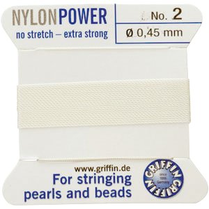 #2 White Nylon (Polyamid) Carded Bead Cord (.45 mm)