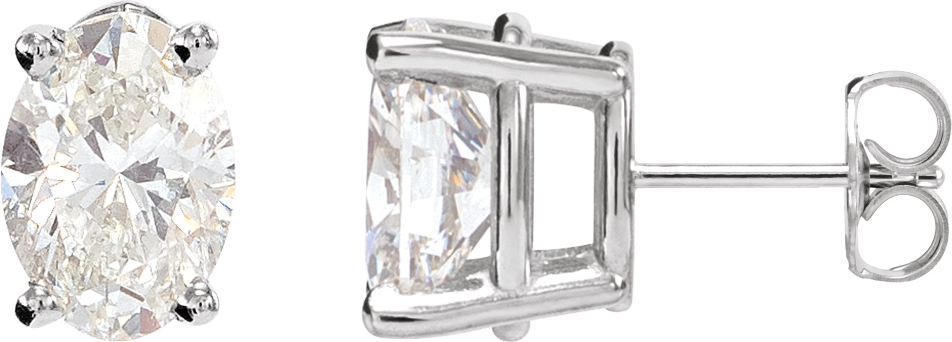 Oval 4-Prong Lightweight Stud Earrings