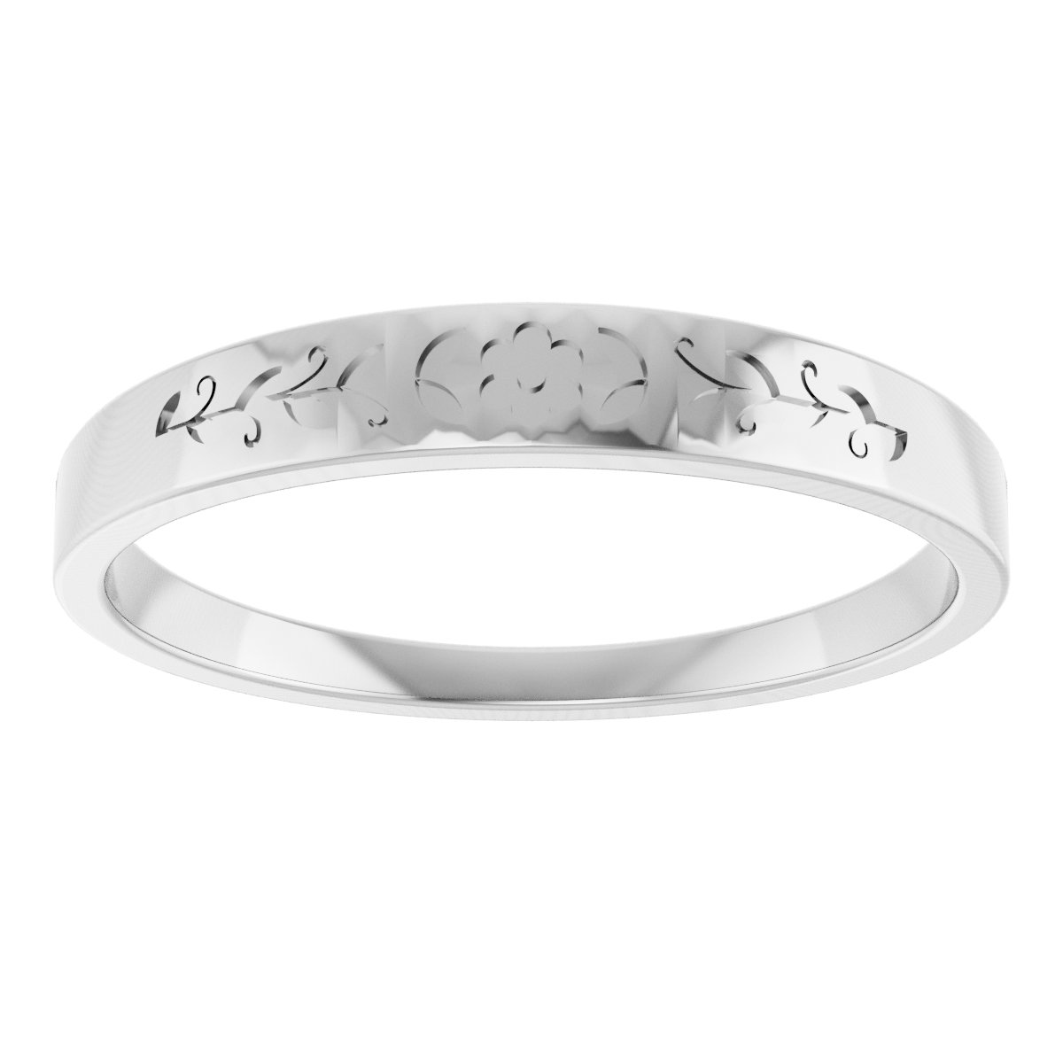 Platinum Floral Stackable Ring Size 7.5