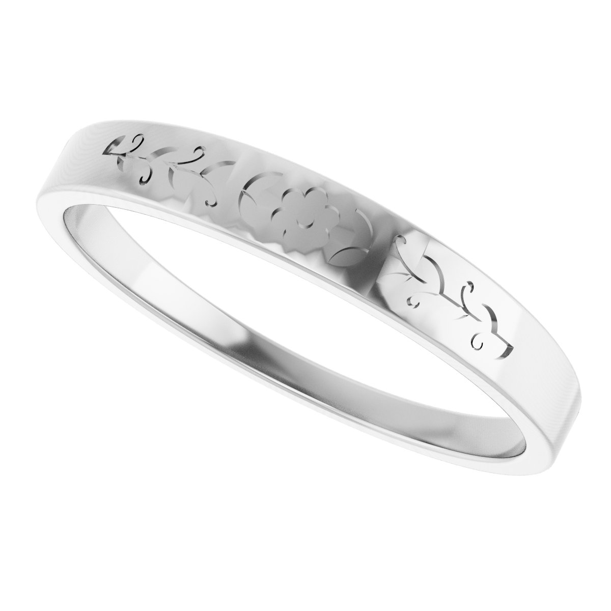 Platinum Floral Stackable Ring Size 7.5
